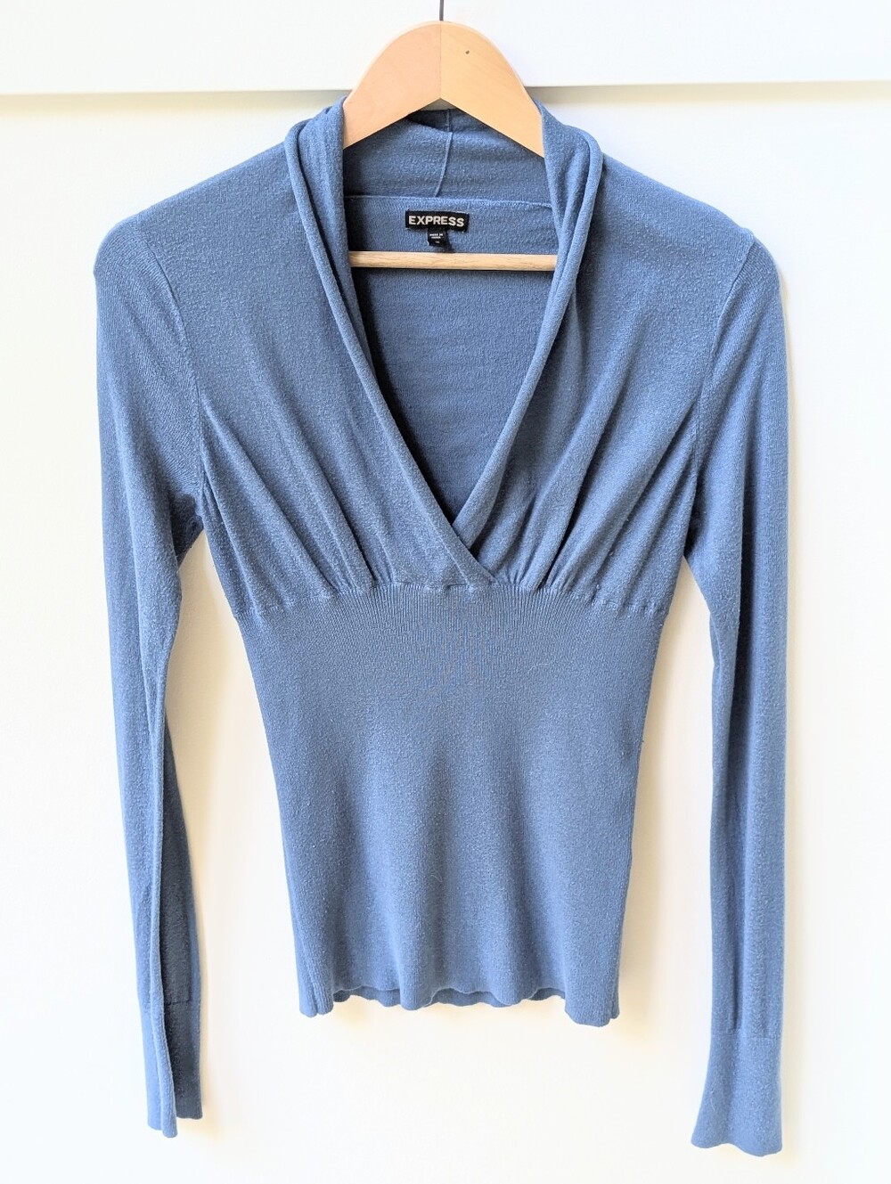 Vintage Y2K Express Teal Blue Surplice Long Sleeve Top